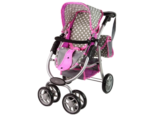 Leļļu rati 2in1 Pink Stars