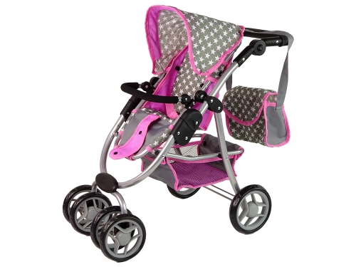 Leļļu rati 2in1 Pink Stars
