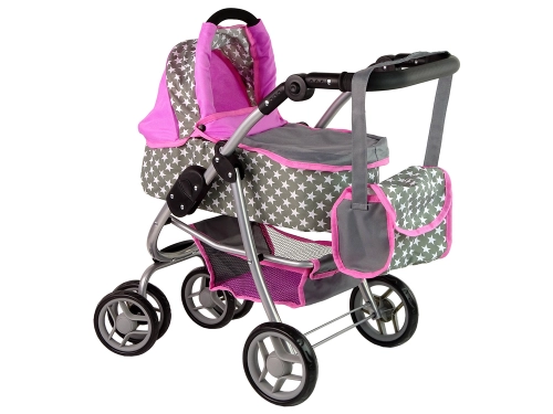 Leļļu rati 2in1 Pink Stars