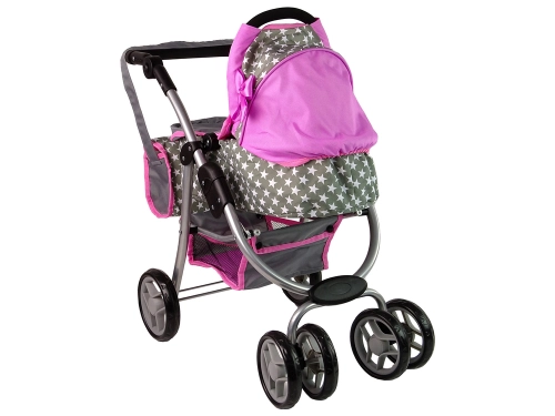 Leļļu rati 2in1 Pink Stars