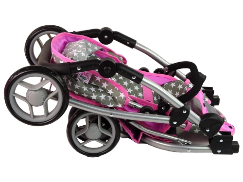 Leļļu rati 2in1 Pink Stars