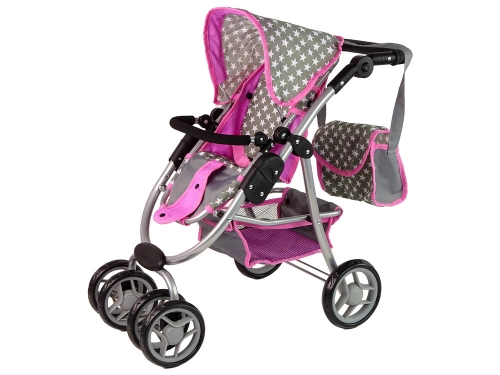 Leļļu rati 2in1 Pink Stars