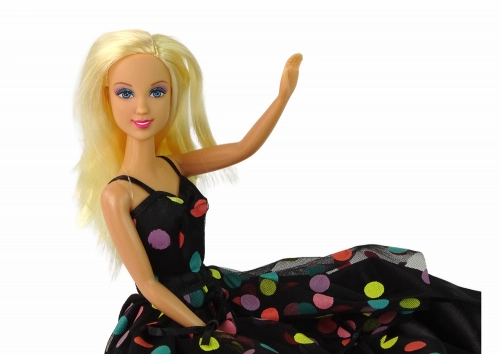 Lucy Doll, Black Polka Dot Dress, Long
