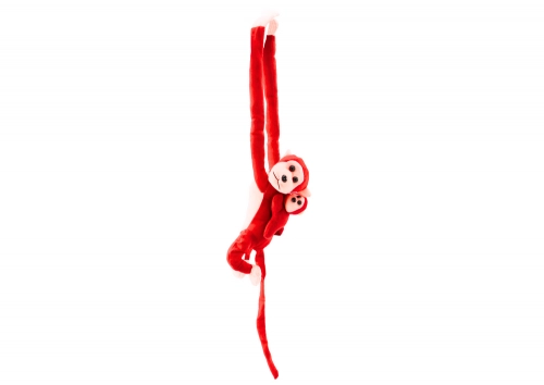 Mascot Plush Monkey with Baby, Red 70 cm