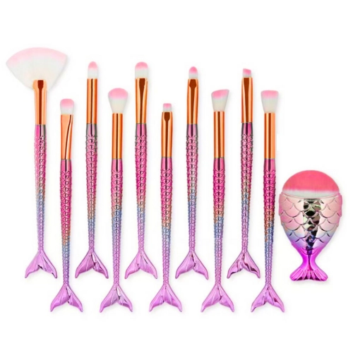 Mermaid Tail Makeup Brush Set 11pcs Rainbow