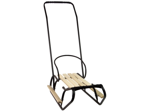 Metal Sled with push bar Backrest Strap Black