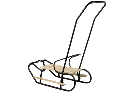 Metal Sled with push bar Backrest Strap Black