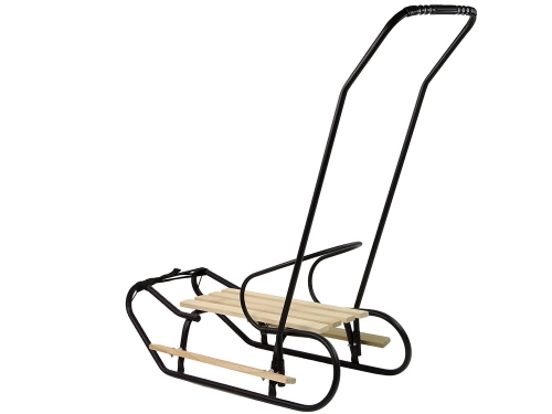 Metal Sled with push bar Backrest Strap Black