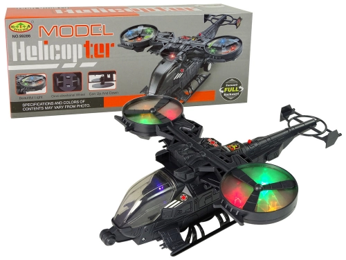 Military Helicopter Huge Wings Lights Sound Rotates