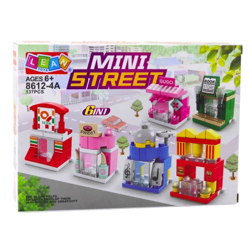 Mini Street Construction Blocks 6in1 Town Shops Buildings 137 pcs.