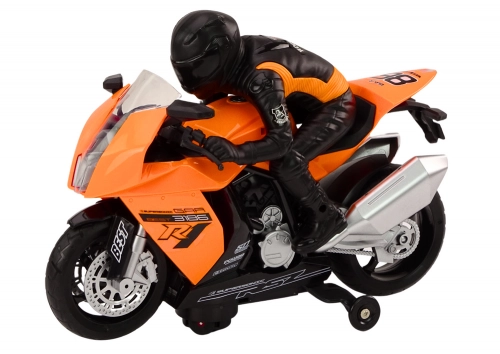 Motorcycle With Motorcyclist Lights Sounds Obstacle Sensor Orange