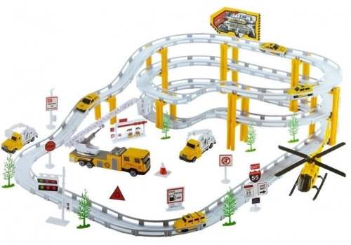 Multi Level Racing Track Parking With Accessories 10 Vehicles Cars Included