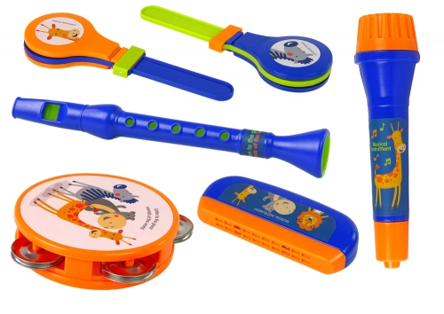 Musical instruments Set Drum Tambourine Flute Flute Harmonica Animals