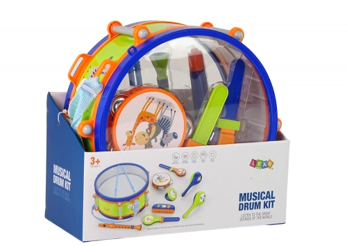 Musical instruments Set Drum Tambourine Flute Flute Harmonica Animals