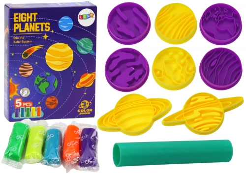 Plastic Set of Play-Doh 8 Planets Molds 5 Colors