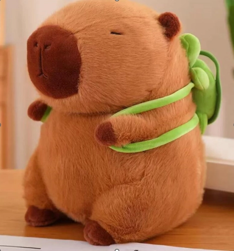 Plush Capybara Plush Toy with Green Backpack 26cm