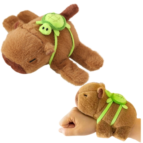 Plush Capybara with Turtle Wristband 2in1 Brown 18cm