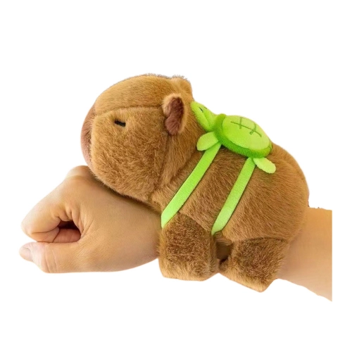 Plush Capybara with Turtle Wristband 2in1 Brown 18cm