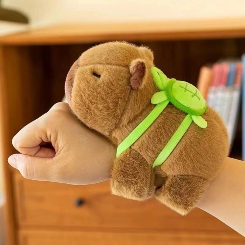 Plush Capybara with Turtle Wristband 2in1 Brown 18cm
