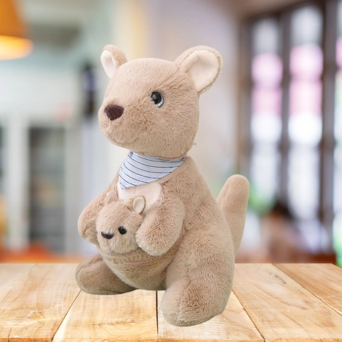 Plush Mascot Cuddly Toy Kangaroo With Cub 23cm