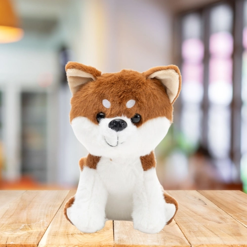Plush Mascot Cuddly Toy Small Dog Shiba Inu White Brown 20cm