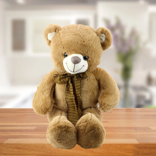 Plush Mascot Cuddly Toy Teddy Bear with Brown Bow in Stripes 60cm