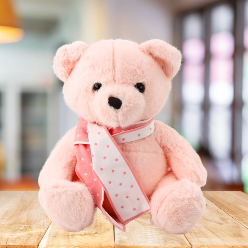 Plush Mascot Cuddly Toy Teddy Bear With Scarf Pink 35cm