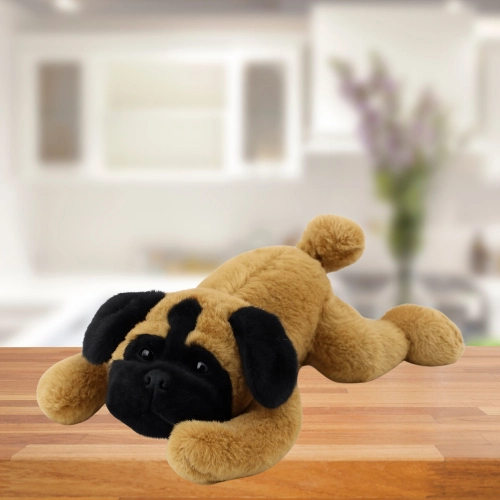 Plush Toy Cuddly Toy Pug Dog Lying Brown 40cm
