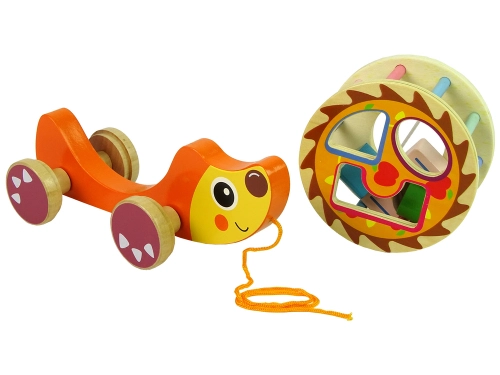 Pulling Hedgehog On Wheels Wooden Blocks Sorter