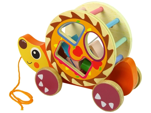 Pulling Hedgehog On Wheels Wooden Blocks Sorter
