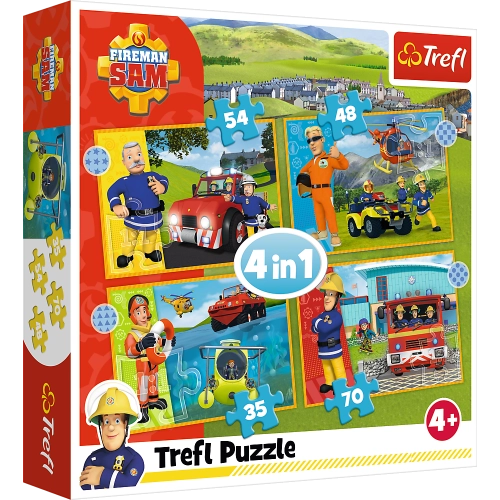Puzzle - "4 in 1" - Brave Fireman Sam Trefl 34387