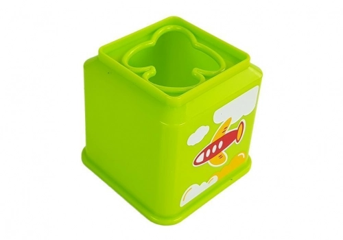 Pyramid of Cups Square with Pictures of Vehicles Sorter for a Baby