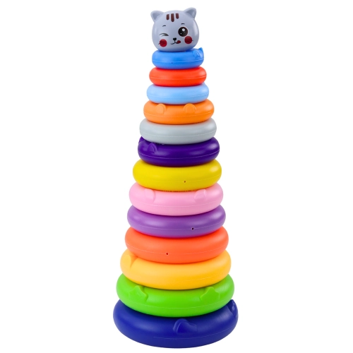 Pyramid Tower Kitten Gray Colorful 13 Wheels 41 x 15.5 x 15.5 cm
