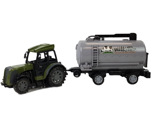 Radiovadāms  traktors ar pienvedēju piekabi