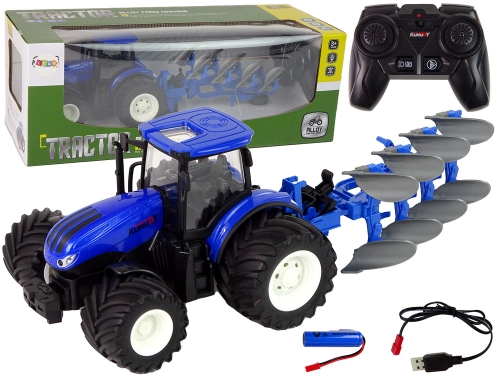 Radiovadāms traktors ar pulti 1:24 Blue