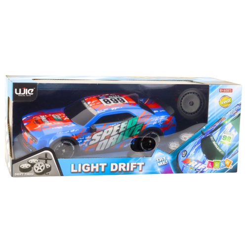 RC Sports Car with Illuminated Drift Body, Blue
