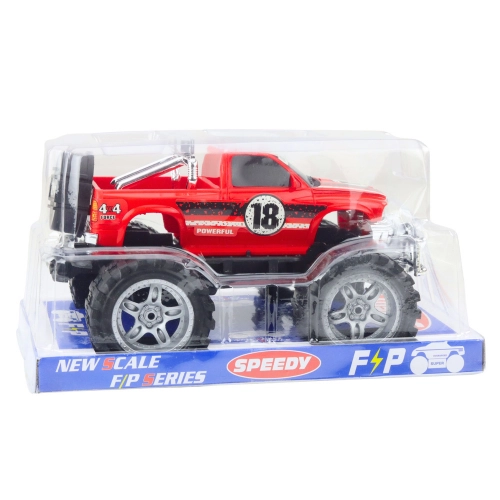 Rear-wheel drive off-road vehicle with large wheels, red 27cm