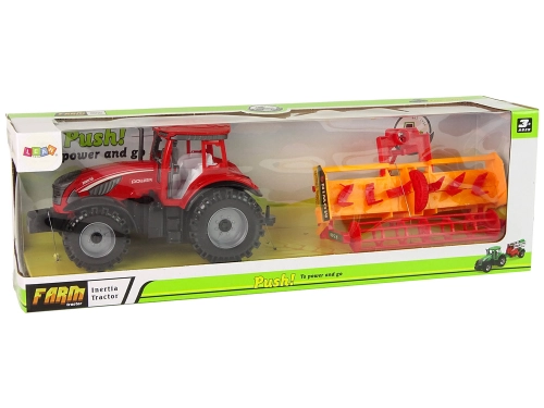 Red Tractor with Orange Cultivator Drive
