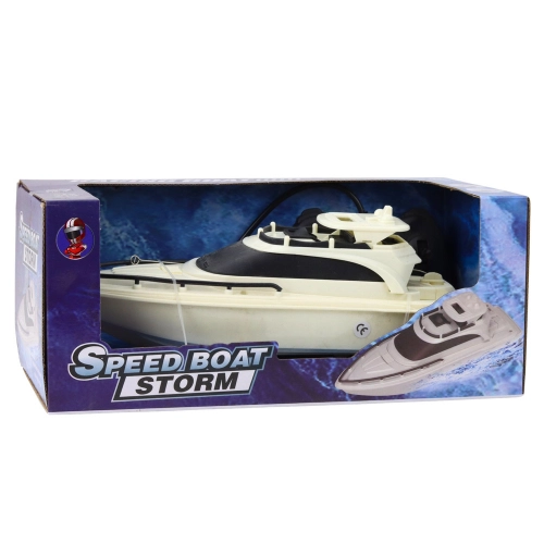 Remote Controlled RC Motor Boat Battery Powered Black and White