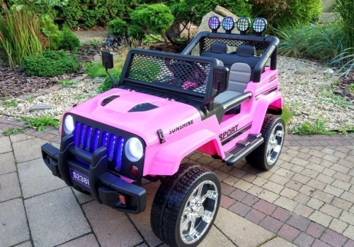 Divvietīgs bērnu elektromobilis S2388 Jeep Pink