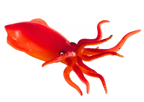 Sea World Orange Squid Rubber Figurine