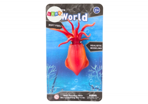 Sea World Orange Squid Rubber Figurine