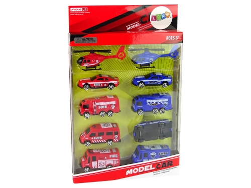 Set of 10 Resorcery Rescue Vehicles Police, Fire Brigade