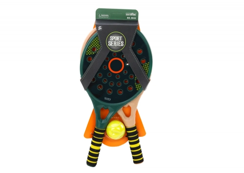 Set of 2 Children's Padel Rackets, Green, Beige, Yellow PU Ball