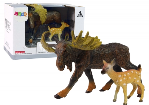 Set of 2 Elk and young deer figures Forest Animals