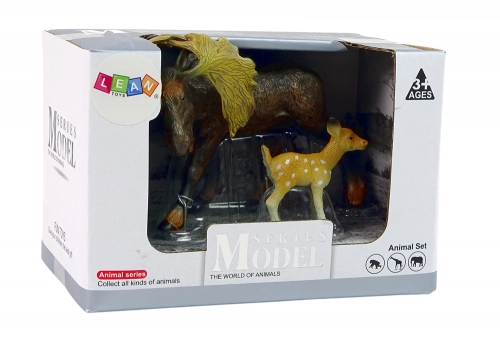 Set of 2 Elk and young deer figures Forest Animals