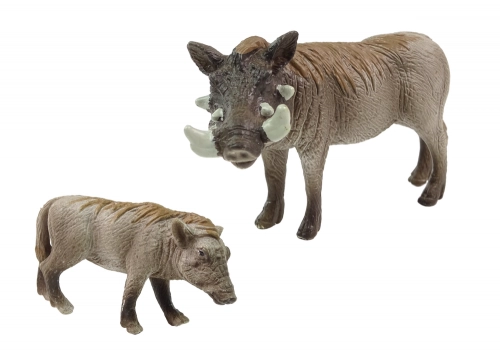 Set of 2 Figures African warthog with young Animals of the World Series