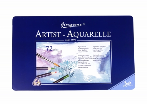 Set of 72 Watercolor Pencils Metal Container