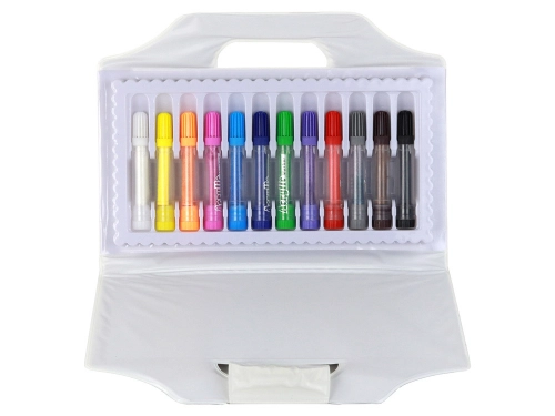 Set of Colored Acrylic Markers in a Suitcase, 12 Pieces
