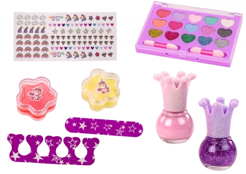 Set of Cosmetics in a Nail Makeup Suitcase Pink Suitcase 12 pcs.